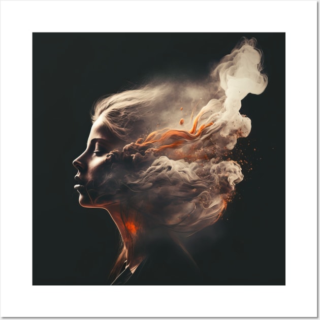 Woman dissolving into smoke - Mind Blowing Moment #4 Wall Art by yewjin